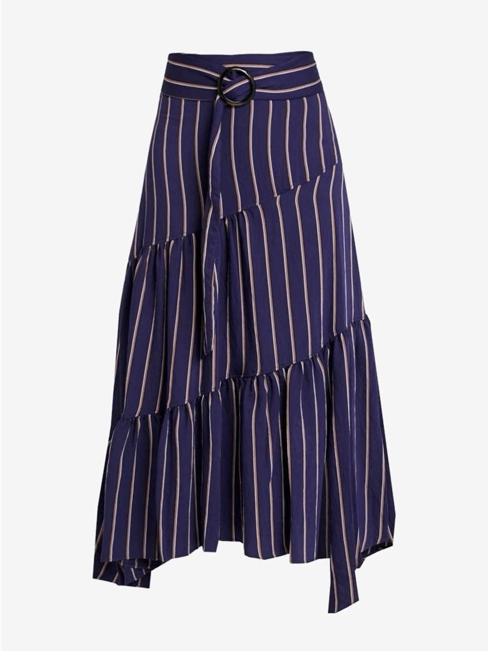 Topshop Navy Blue and Beige Striped Maxi Skirt, Size 2